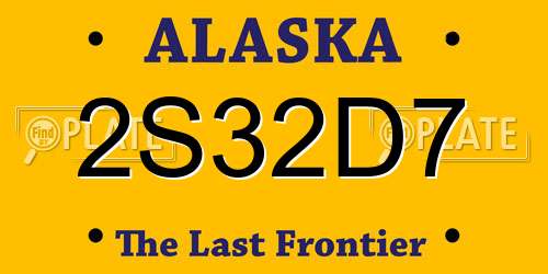 2S32D7 Alaska License Plate