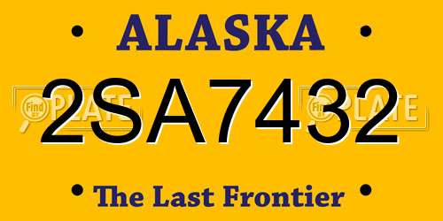 2SA7432 Alaska License Plate