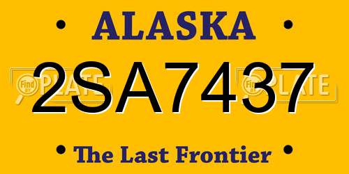 2SA7437 Alaska License Plate