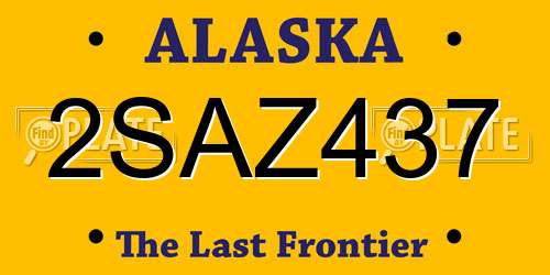 2SAZ437 Alaska License Plate