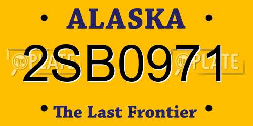 2SB0971 Alaska License Plate