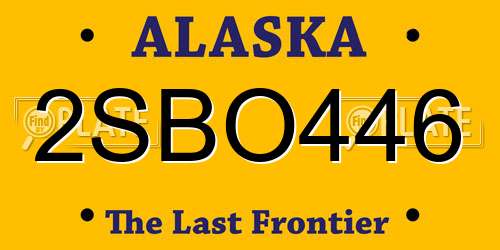 2SBO446 Alaska License Plate