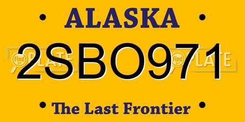 2SBO971 Alaska License Plate