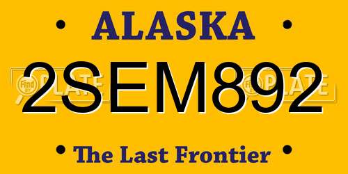2SEM892 Alaska License Plate