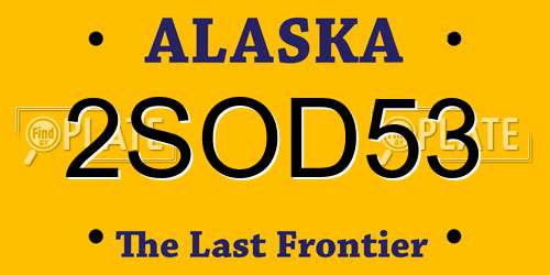 2SOD53 Alaska License Plate