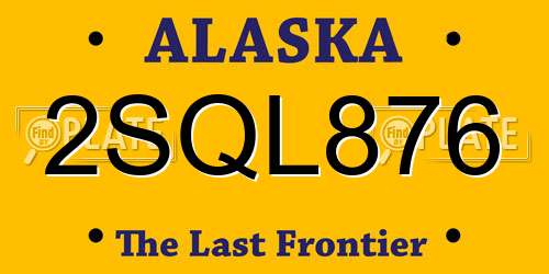 2SQL876 Alaska License Plate