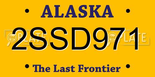2SSD971 Alaska License Plate