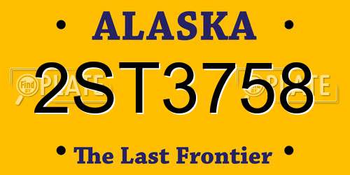 2ST3758 Alaska License Plate