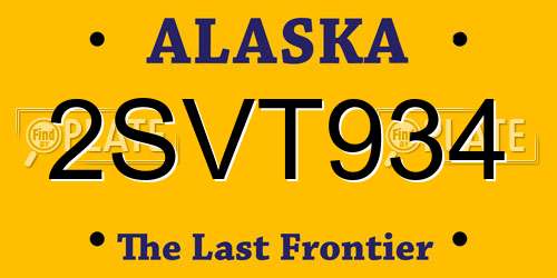 2SVT934 Alaska License Plate