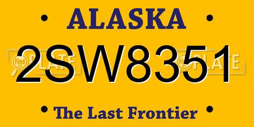 2SW8351 Alaska License Plate