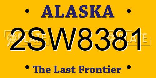 2SW8381 Alaska License Plate