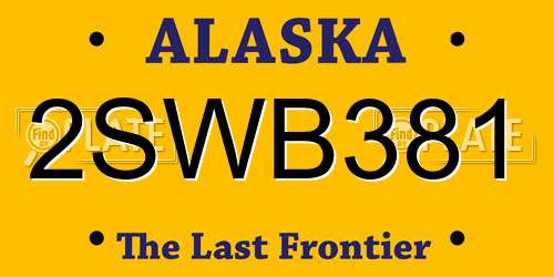 2SWB381 Alaska License Plate