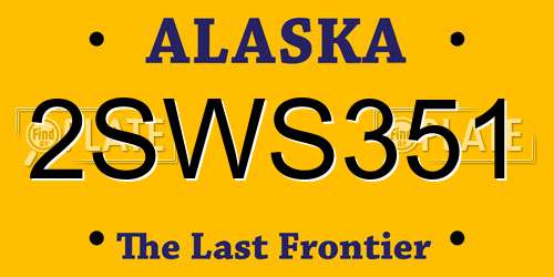 2SWS351 Alaska License Plate