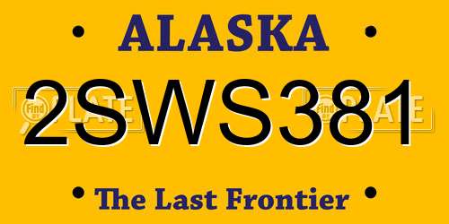 2SWS381 Alaska License Plate