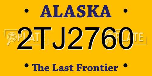 2TJ2760 Alaska License Plate