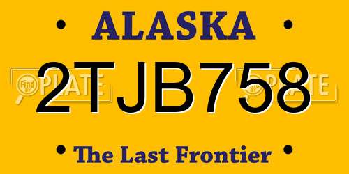 2TJB758 Alaska License Plate