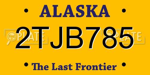 2TJB785 Alaska License Plate
