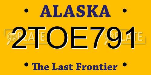 2TOE791 Alaska License Plate