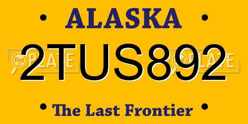 2TUS892 Alaska License Plate