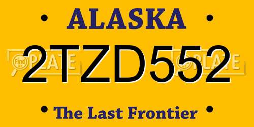 2TZD552 Alaska License Plate