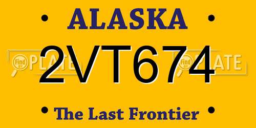 2VT674 Alaska License Plate