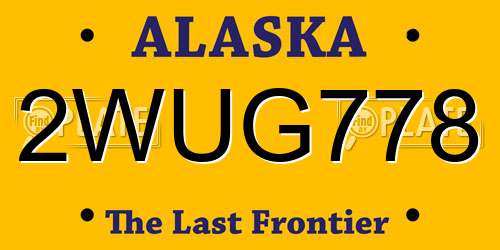 2WUG778 Alaska License Plate