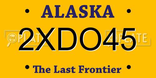 2XDO45 Alaska License Plate