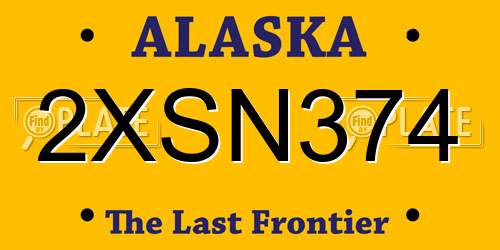 2XSN374 Alaska License Plate