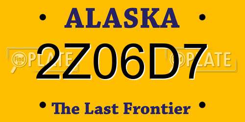 2Z06D7 Alaska License Plate