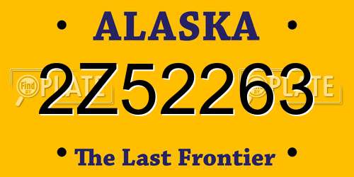 2Z52263 Alaska License Plate