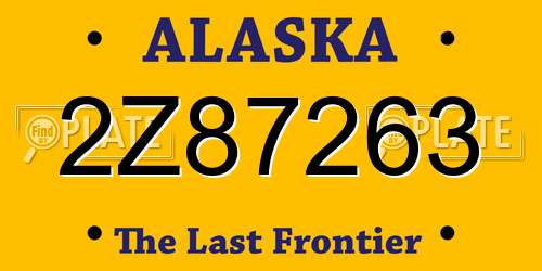 2Z87263 Alaska License Plate