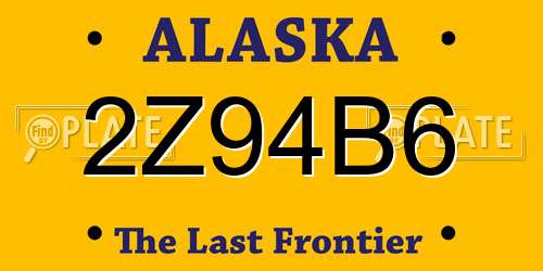 2Z94B6 Alaska License Plate