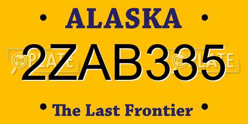 2ZAB335 Alaska License Plate