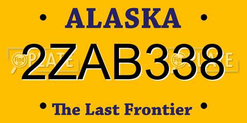 2ZAB338 Alaska License Plate