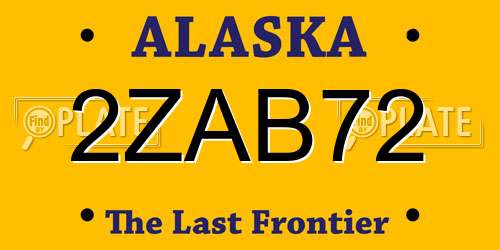2ZAB72 Alaska License Plate