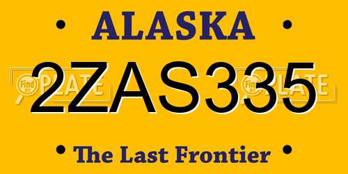 2ZAS335 Alaska License Plate