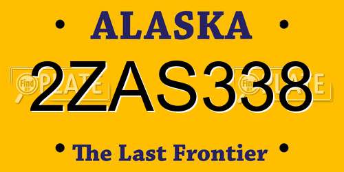 2ZAS338 Alaska License Plate