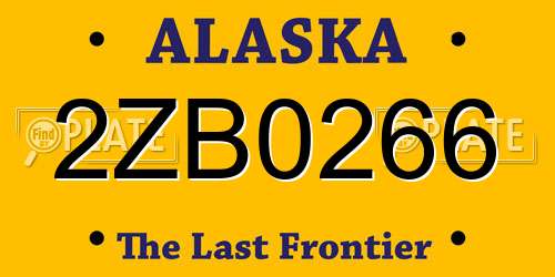 2ZB0266 Alaska License Plate