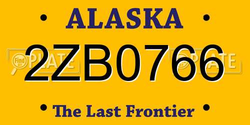 2ZB0766 Alaska License Plate