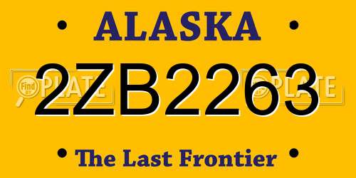 2ZB2263 Alaska License Plate