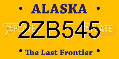 2ZB545 Alaska License Plate