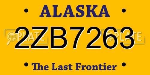 2ZB7263 Alaska License Plate