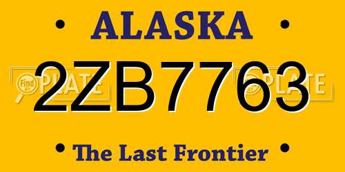 2ZB7763 Alaska License Plate