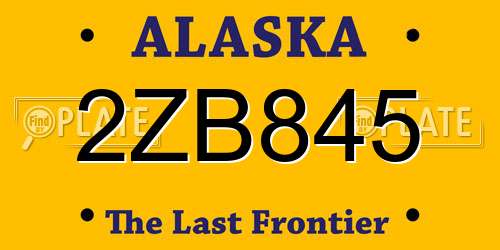 2ZB845 Alaska License Plate