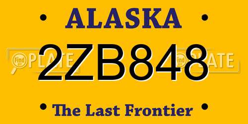 2ZB848 Alaska License Plate