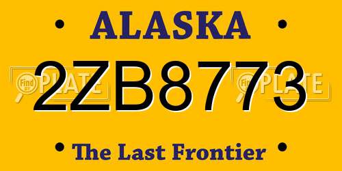 2ZB8773 Alaska License Plate