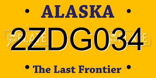 2ZDG034 Alaska License Plate