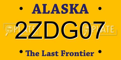 2ZDG07 Alaska License Plate