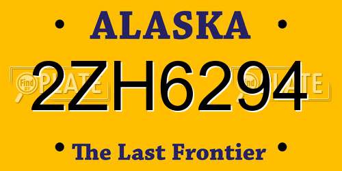 2ZH6294 Alaska License Plate