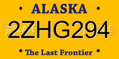 2ZHG294 Alaska License Plate